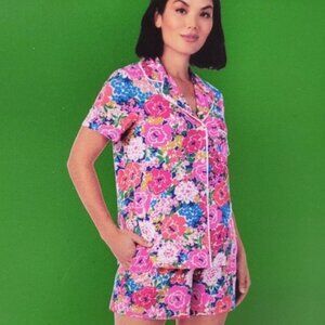 Kate Spade Vibrant Floral Pajama Set Top & Shorts Size Small